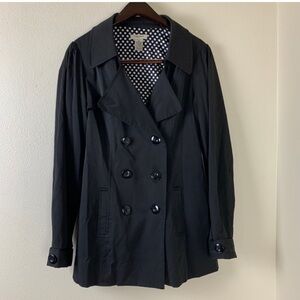 🖤 Vertigo Paris Black Double-Breasted Peacoat Polka Dot Lining Size M
